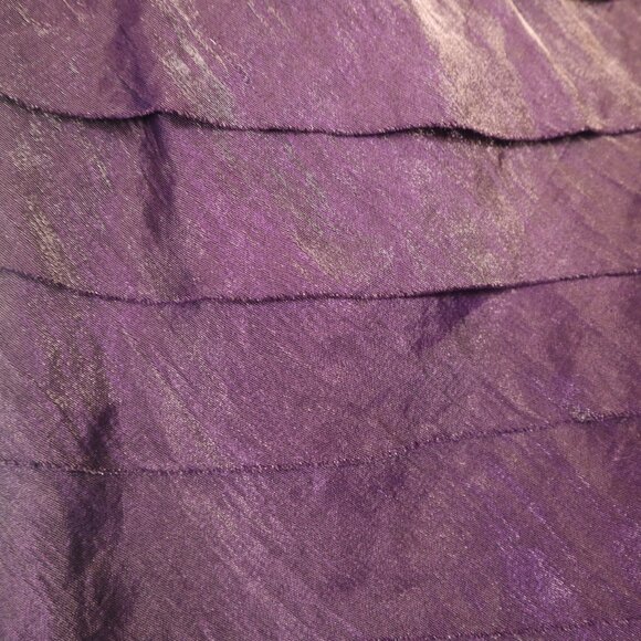 METALLIC PURPLE MINI DRESS 12 London Time Ruffled Rosette Party Cocktail NYE - Picture 3 of 6